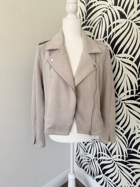 Light Taupe Suede Moto Jacket